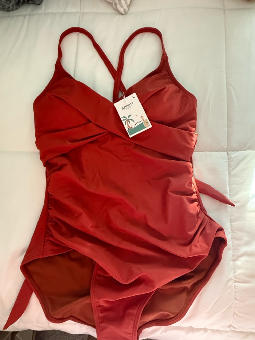 One Piece Swimsuit Tummy Control Front Cross - Picture 3 of 4